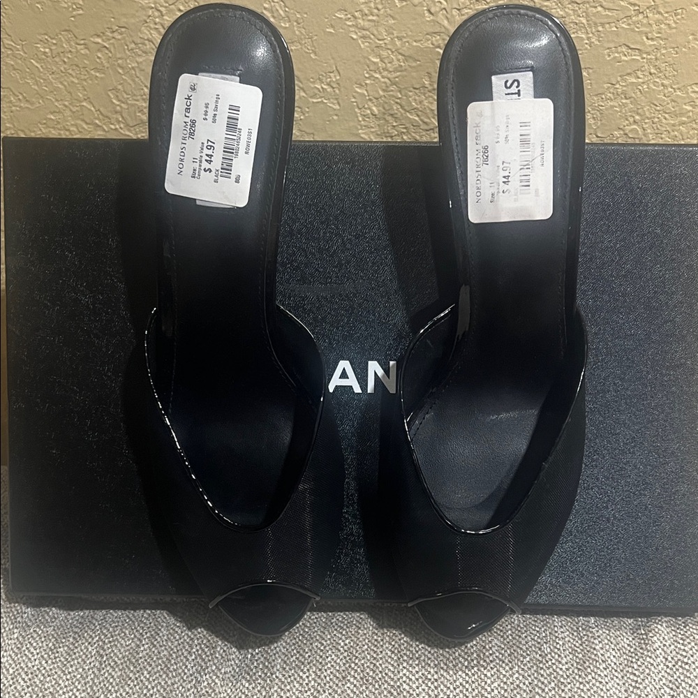 Steve Madden Black Peep-Toe Mules